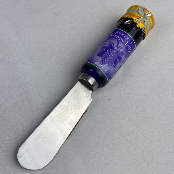 Vintage mini butcher block with decorative spreader knives - Picture 8 of 14